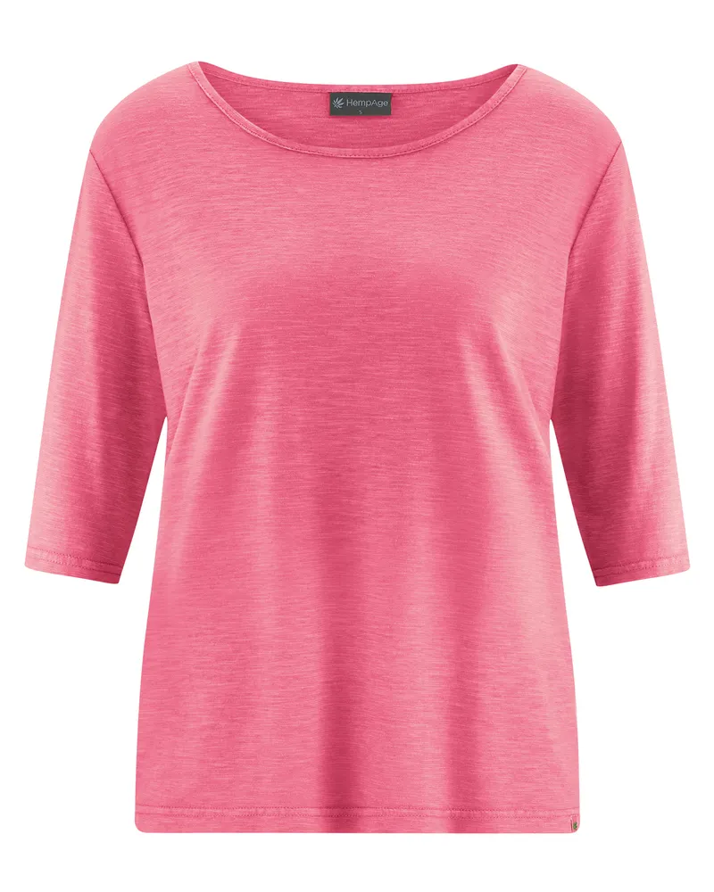 HempAge Hempage Damen vegan T-Shirt, Lässige Passform Hibiskusrosa, Rosa, – Produktbild 1 von 2