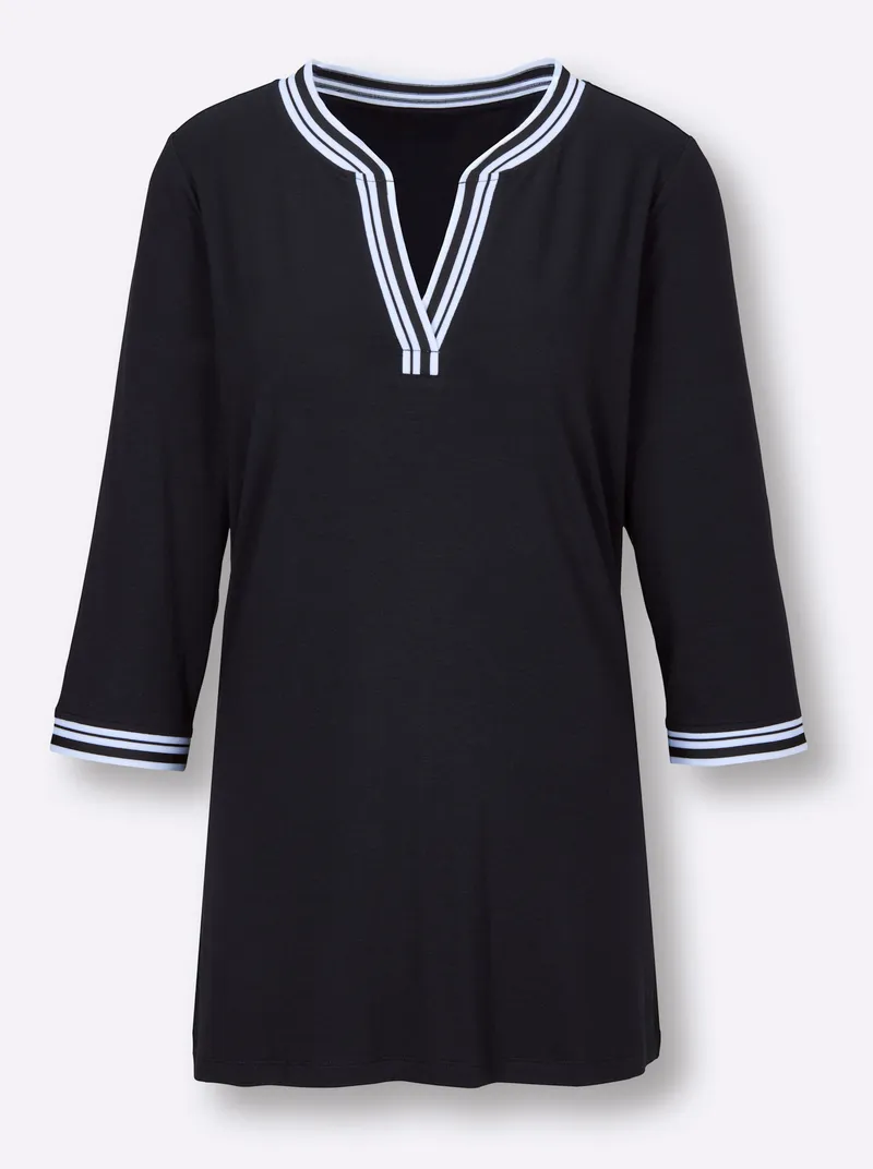 feel good Langarmshirt schwarz-weiß, Schwarz-weiß, – Produktbild 1 von 2