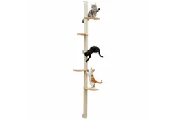 eyepower Kratzbaum zur Wandmontage 240 cm Wandkratzbaum für Katzen mit 5 Bambus Plateaus, Sistammstamm Wand - Katzenkratzbaum platzsparend - Kletterwand Katze – Produktbild 1 von 1