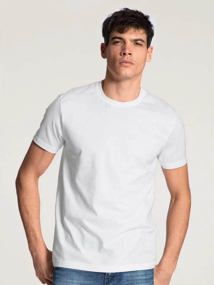 CALIDA CALIDA T-Shirt Natural Benefit (2er Pack) Modern Fit, Single Jersey, Kurzarm, Rundhals-Ausschnitt, Weiß, – Produktbild 2 von 4