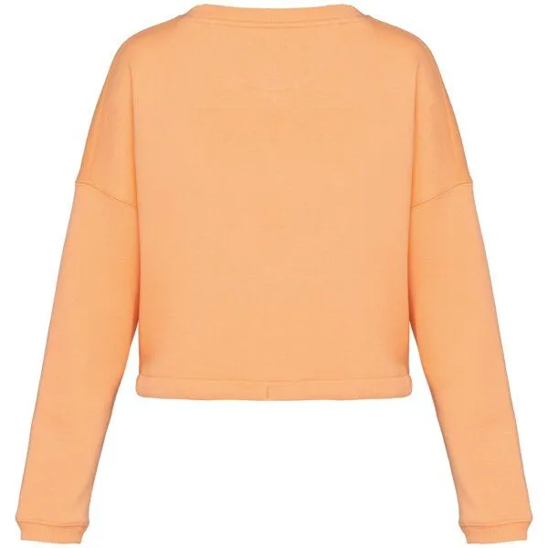 Greenspired Greenspired Umweltfreundliches cropped Oversize Damen Sweatshirt mit Rundhalsausschnitt 280g/m² XS- XL, Apricot, – Produktbild 2 von 3
