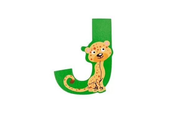 El Puente El Puente Holzbuchstabe J "Jaguar" | Fair Trade & Handmade aus Sri Lanka, Grün, – Produktbild 1 von 1