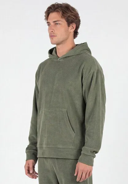 ORGANICATION ORGANICATION Cord-Hoodie aus Bio-Baumwolle, Olive, – Produktbild 3 von 3