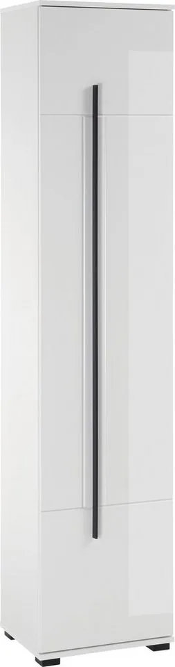 Home affaire Hochschrank Cantara, Badschrank in Hochglanz Weiß, Hochschrank im modernen Design mit schwarzen Griffen, ausreichend Stauraum, Weiß, – Produktbild 5 von 8