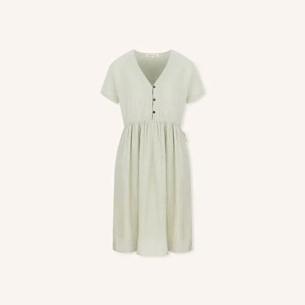 NORDLICHT NORDLICHT Damen Musselin Kleid aus 100% Bio-Baumwolle ALMA, Salbei (grün), – Produktbild 1 von 2