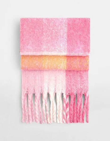Beechfield Beechfield Karierter Winterschal Oversize (223 x 33 cm) weiches Material, Pink check, – Produktbild 1 von 2