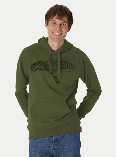 Peaces.bio - handbedruckte Biomode Peaces.bio - handbedruckte Biomode Bio-Herren-Kapuzensweater Sperber, Waldgrün, – Produktbild 2 von 2