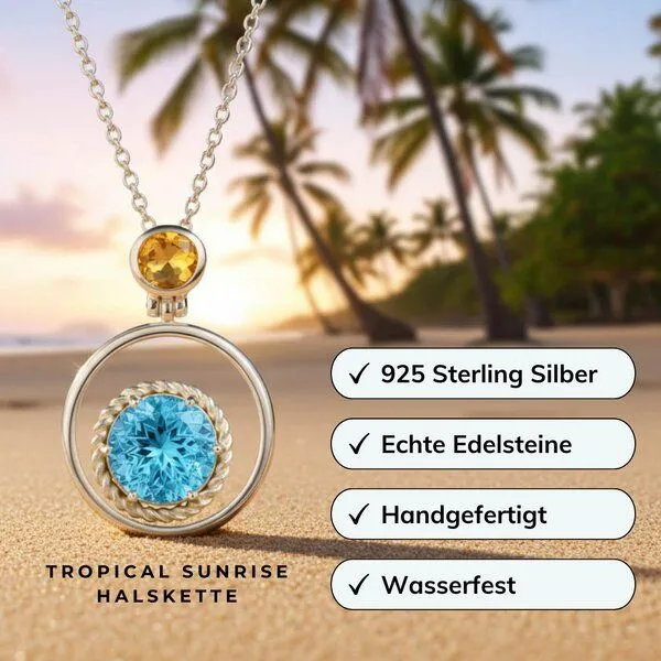 Spirit of Island Spirit of Island Halskette mit Anhänger | Blauer Topas & Citrin, Silber, – Produktbild 3 von 4