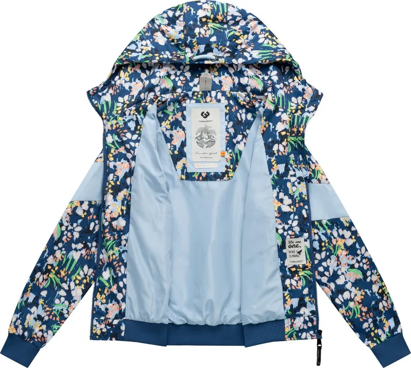 ragwear ragwear Outdoorjacke Nuggie Block Flower modische Damen Freizeitjacke mit floralem Print, Blau, – Produktbild 1 von 5