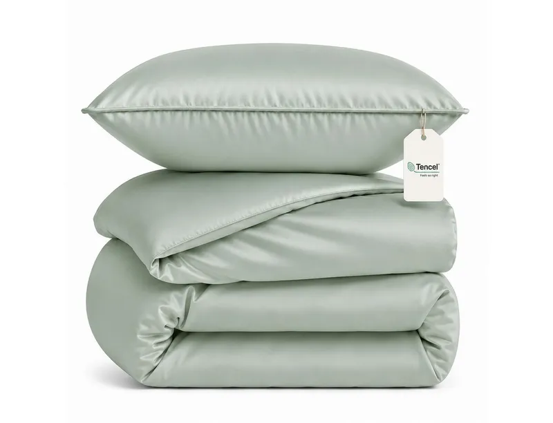 MAGANO Bettwäsche, Luxus 100% TENCEL ™ Lyocell, 400 TC Fadendichte, Hypoallergen, Thermoregulierend, Grün, – Produktbild 6 von 6