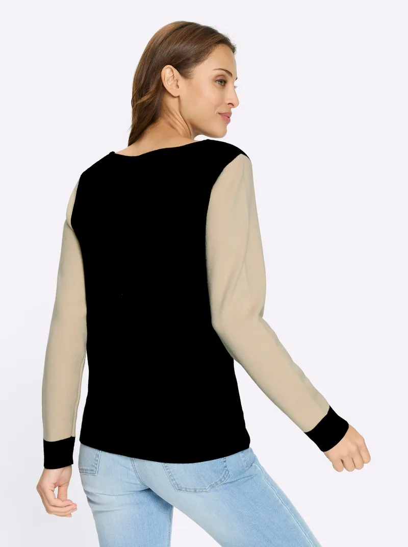 Witt Langarm-Pullover, Schwarz-sand-gemustert, – Produktbild 2 von 2