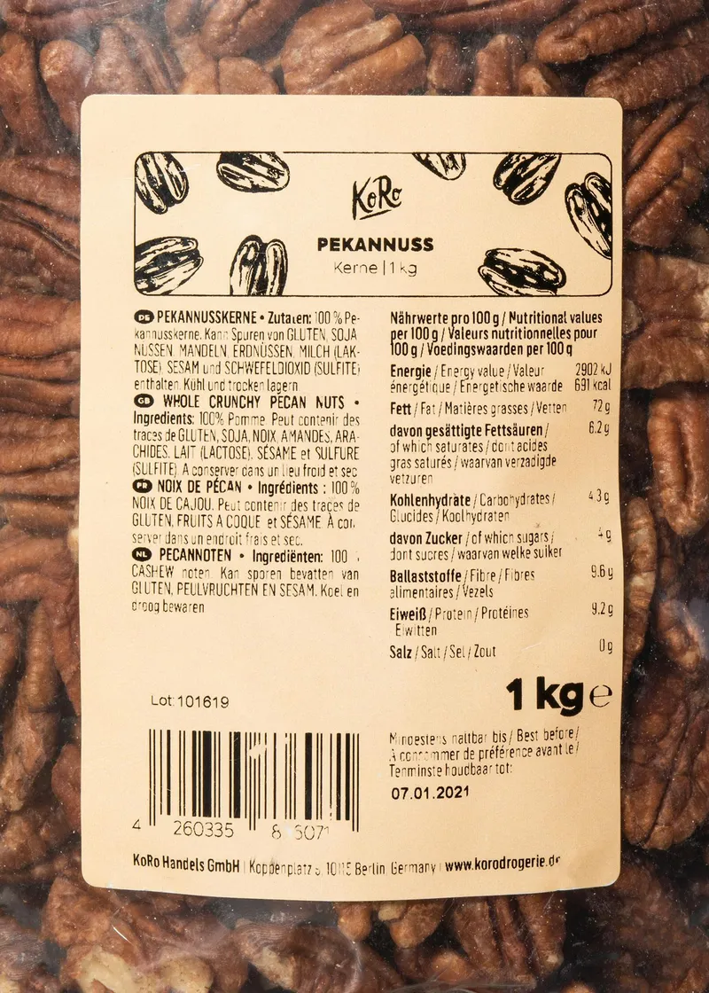 KoRo Pekannusskerne 1 kg – Produktbild 3 von 5