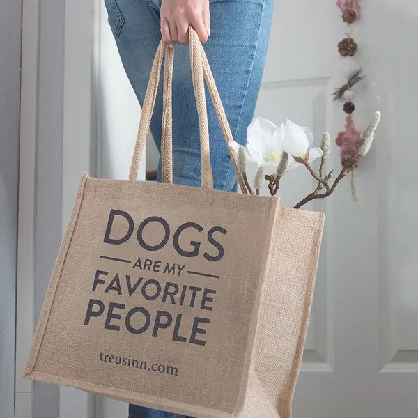 Treusinn Treusinn Eco Shopper "Dogs Favorite People" 100% Jutegewebe, Weiß, – Produktbild 3 von 3