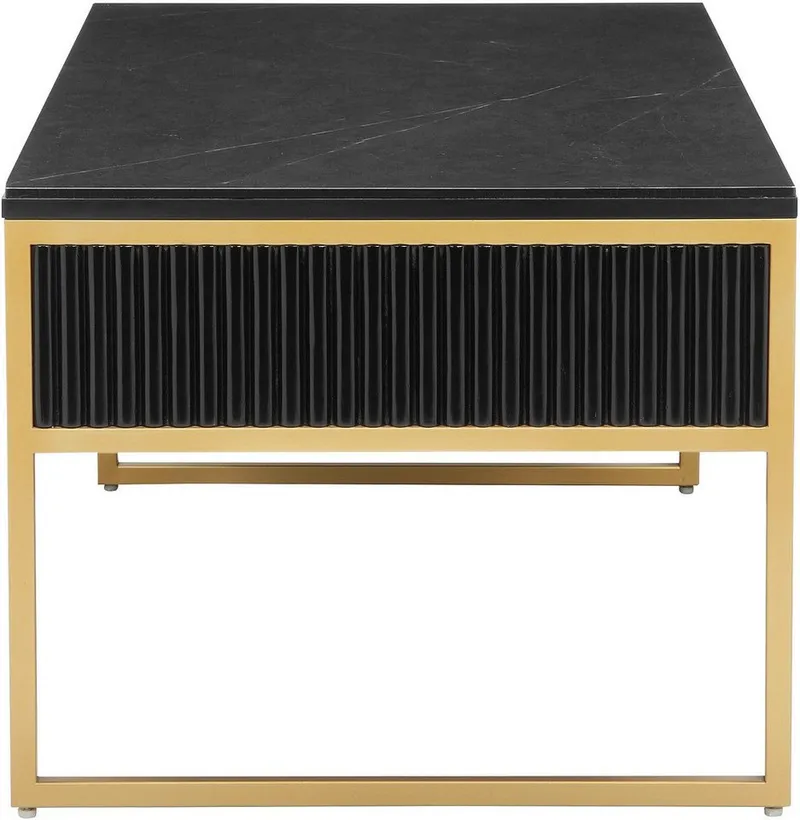 Leonique Couchtisch Fleuriss, Keramikplatte, goldenen Beinen, FSC-zertifiziertem Holz, Breite 110 cm, Schwarz, – Produktbild 5 von 5