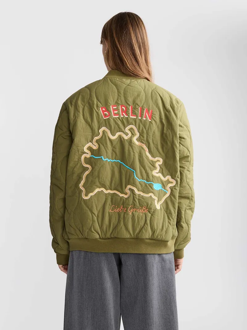 Yahmo Yahmo Damen vegan Jacke Bomber Quilted Trudi Olive, Olivgrün, – Produktbild 1 von 2