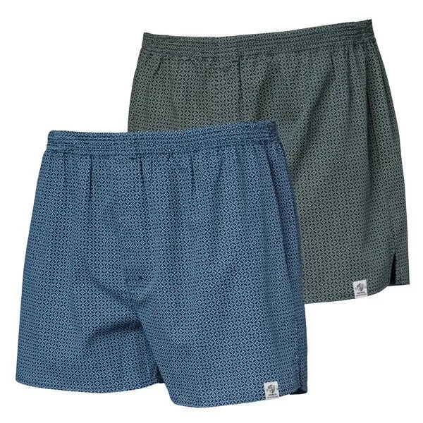 Haasis Bodywear Haasis Bodywear Herren Web-Boxer Print, verdeckte Knopfleiste, 2er Pack, Navy/print, – Produktbild 1 von 4