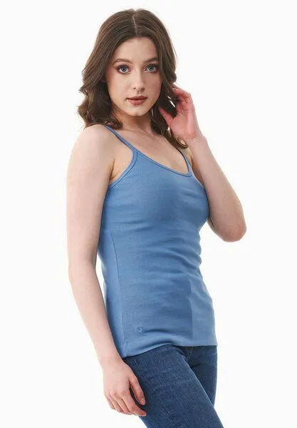 ORGANICATION ORGANICATION Geripptes Basic Top aus Bio-Baumwolle, Coronet blue, – Produktbild 3 von 4