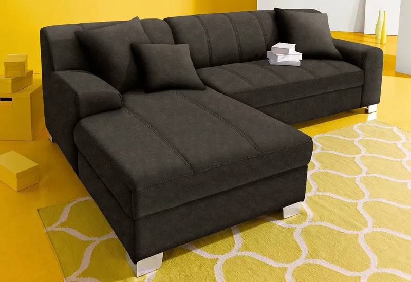 DOMO collection Ecksofa TURAH 239x152 cm, inkl. Zierkissen, moderne Steppung, wahlw. mit Bettfunktion, L-Form, Unser Dauertiefpreis, Grau, – Produktbild 6 von 8