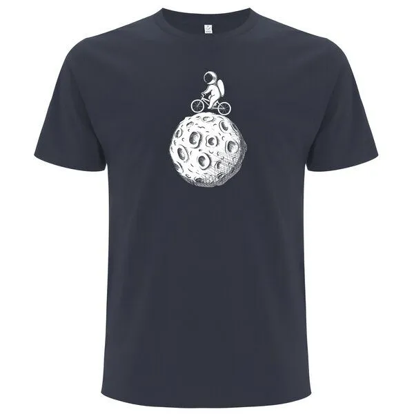 Spreecult Spreecult Mond Fahrrad - Bio und Fair - Männer Unisex T-Shirt - Astronaut Weltall Erde Shirt, Grau, – Produktbild 1 von 2