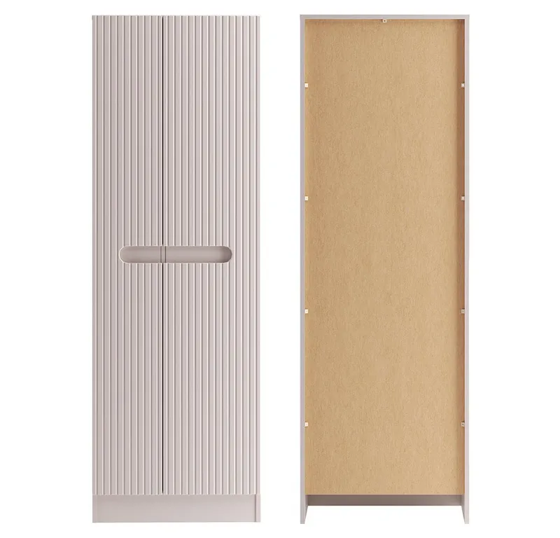 Lomadox Hochschrank NEWPORT-56-CASHMERE 60 cm breit in kaschmir, gerillte Front, 2 Türen, Weiß, – Produktbild 4 von 5