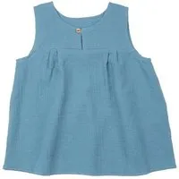 Walkiddy Kinder Blusentop GOTS-zertifiziert aus Bio-Baumwolle, blau, ärmellos, weit fallend – Walkiddy, leichtes Sommer-Oberteil – Produktbild 1 von 1