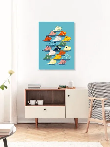 Photocircle Photocircle Poster / Leinwandbild - Happy Hippo Family – Produktbild 3 von 4