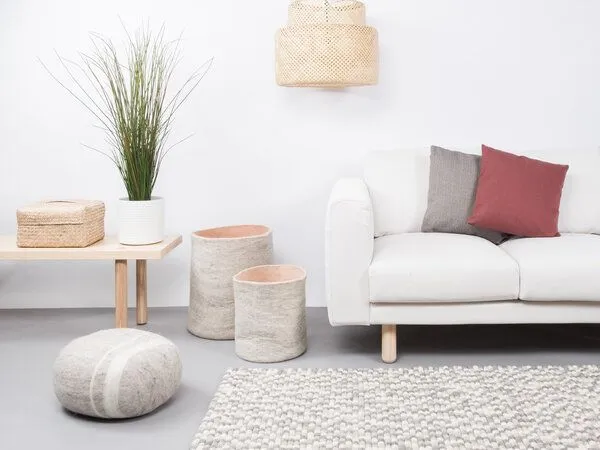 myfelt myfelt Filzkugelteppich rechteckig, 100% Schurwolle, Multi naturfarben hell (hella), – Produktbild 1 von 4
