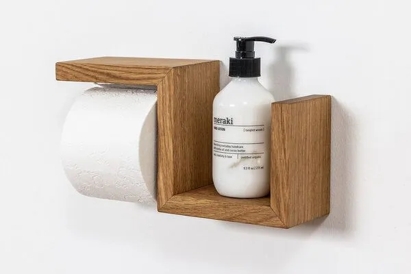 kleiderleiter_de kleiderleiter_de Toilettenpapierhalter BEN aus massiver Eiche mit Platz für Ersatzrolle – Produktbild 4 von 5