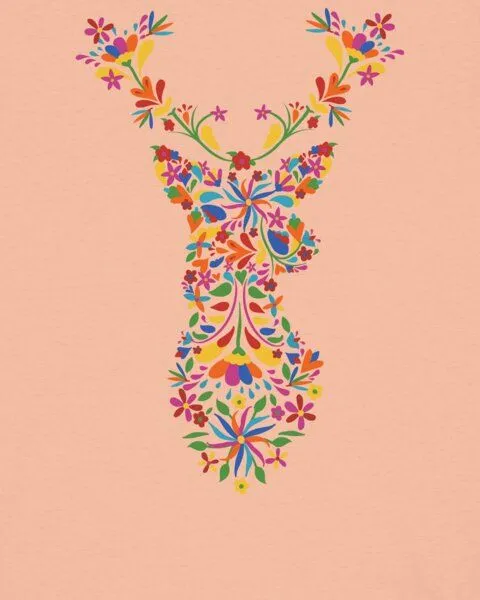 watapparel watapparel T-Shirt Frauen Floral Deer, Fraiche peche, – Produktbild 3 von 4