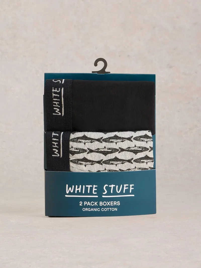 White Stuff Boxershorts Hove Print & Uni - S, Natur, – Produktbild 1 von 3