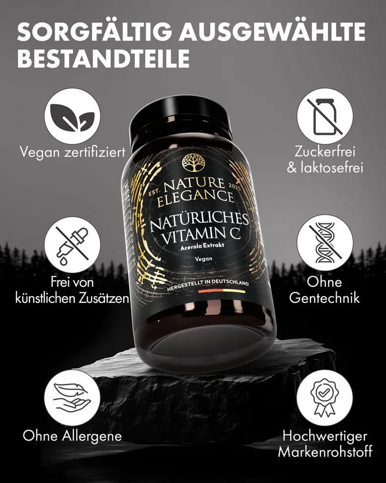 NEOLYMP Natürliches Vitamin C aus Acerola – Hochdosiert & vegan – 180 Kapseln Kapseln, 2 er 180 St., Vitamin C für 6 Monate – gut verträglich – in Deutschland produziert – Produktbild 4 von 5
