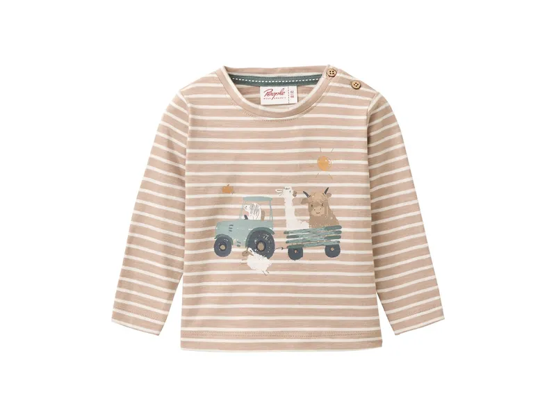 People Wear Organic People Wear Organic Langarm-Shirt taupe geringelt 86/92, Natur, – Produktbild 1 von 1