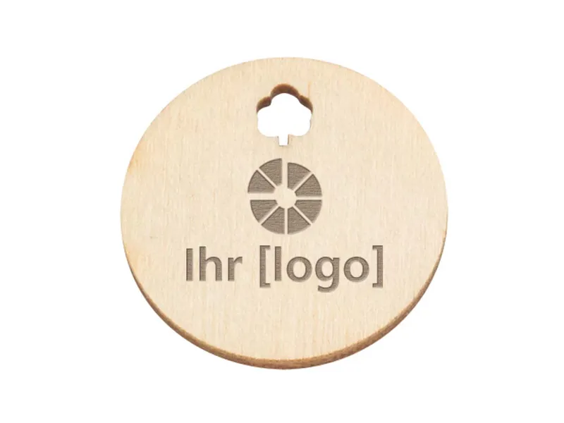 Einkaufswagenchip 'Green Coin' mit Motivbohrung Baum und FSC-Logo – Produktbild 1 von 1