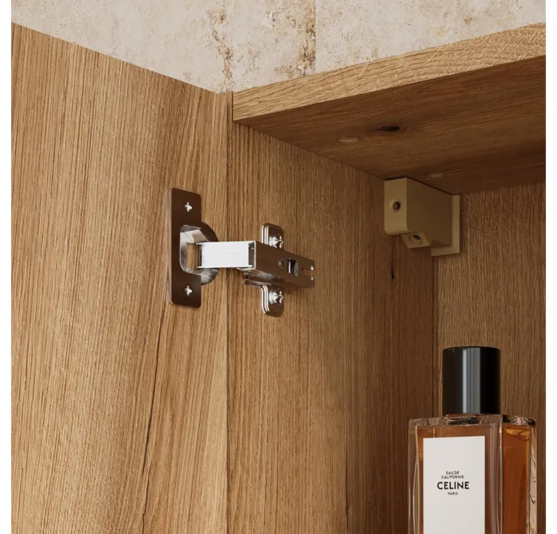Lomadox Hochschrank NEWPORT-56-EVOKE Badschrank Eiche Rillen 30 cm Fach in Schwarz grifflos Softclose Türen, Braun, – Produktbild 4 von 5