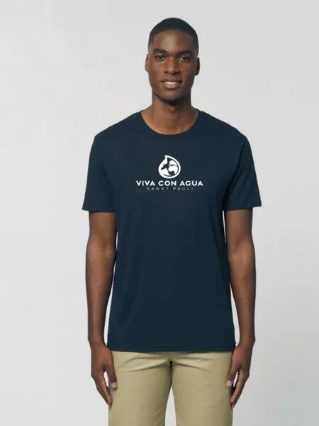 VIVA CON AGUA Biobaumwoll Unisex T-Shirt mit Viva con Agua Logo, Blau, – Produktbild 2 von 2