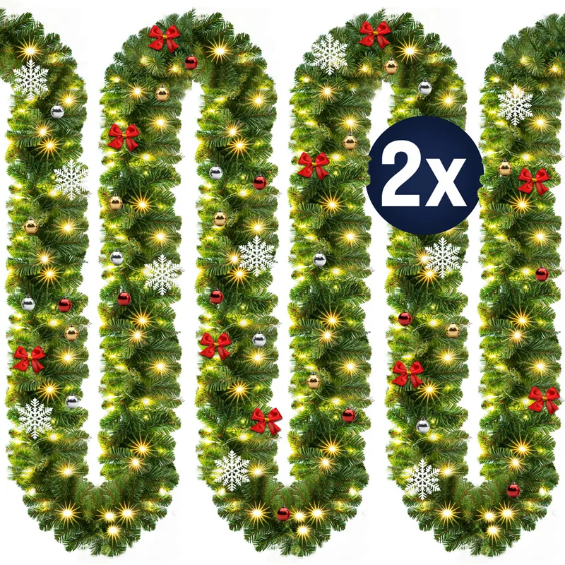 Casaria® Weihnachtsgirlande 5m 2er-Set In-/Outdoor geschmückt – Produktbild 1 von 1