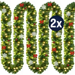 Casaria® Weihnachtsgirlande 5m 2er-Set In-/Outdoor geschmückt – Produktbild 1 von 1