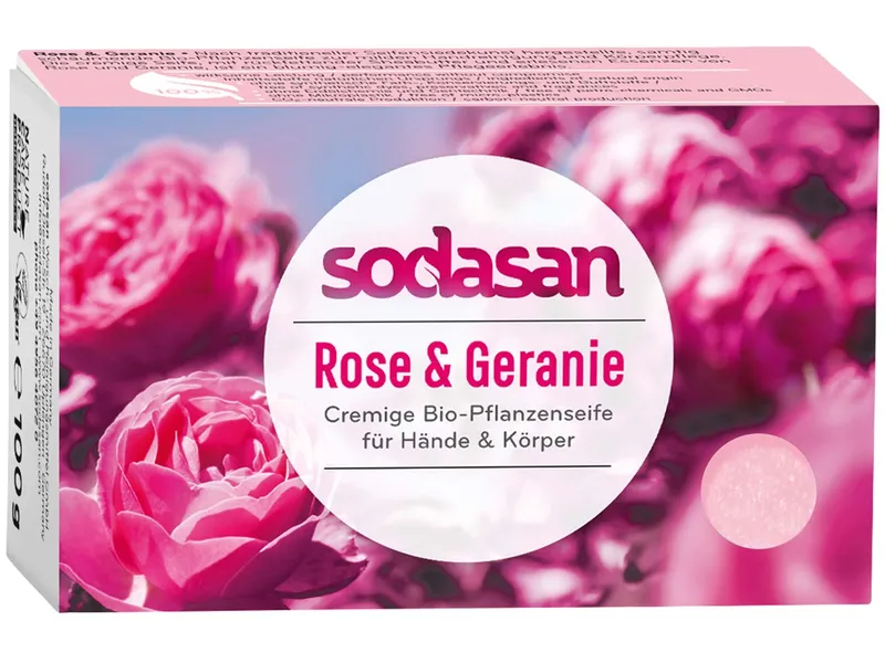 Sodasan Sodasan Seifenstück Rose & Geranium 100g – Produktbild 1 von 2