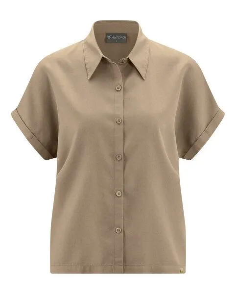 HempAge HempAge Damen Lyocell Bluse (auf Hanf Basis) Normal Fit, Shitake (braun), – Produktbild 3 von 4