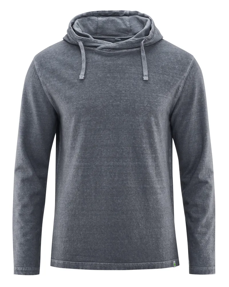 HempAge Hempage Herren vegan Kapuzen-T-Shirt In Schiefergrau, Grau, – Produktbild 1 von 2