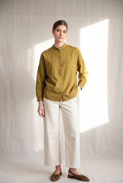 Jyoti - Fair Works Jyoti - Fair Works Baumwoll Bluse Hawali, Dijon, – Produktbild 1 von 4