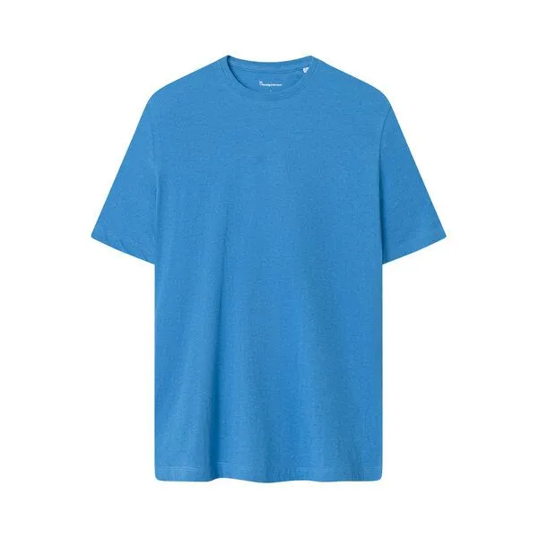 KnowledgeCotton Apparel KnowledgeCotton Apparel Basic T-Shirt O-Neck aus Bio-Baumwolle, Blau (campanula melangé), – Produktbild 2 von 2
