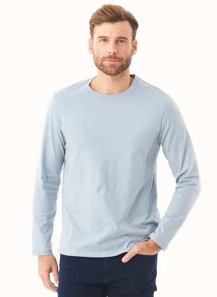ORGANICATION ORGANICATION Langarmshirt aus Bio-Baumwolle, Blau(dusty blue), – Produktbild 1 von 4