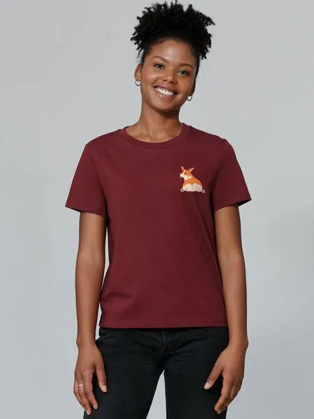 watapparel watapparel T-Shirt Frauen Corgi, Burgundy, – Produktbild 2 von 3