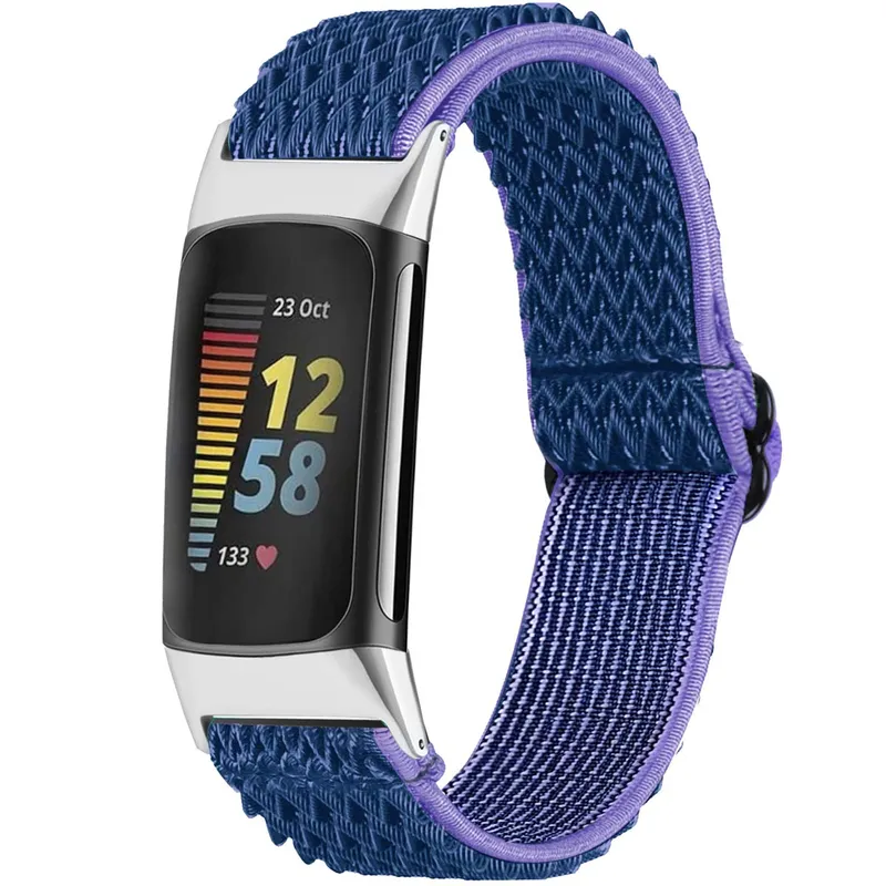 imoshion imoshion Elastisches Nylonarmband für Fitbit Charge 5 / 6, Dunkelblau, – Produktbild 1 von 1