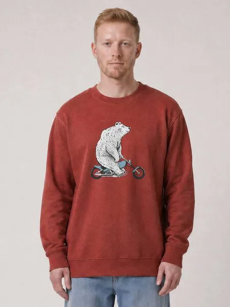watapparel watapparel Sweatshirt Unisex Bär auf Bike, Earthy red, – Produktbild 2 von 2