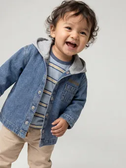 Vertbaudet Baby Jeanshemd mit Kapuze – Produktbild 1 von 1