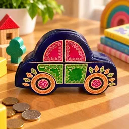 Janselo Auto Kinder-Spardose aus Shanti-Leder in Blau – Produktbild 1 von 1