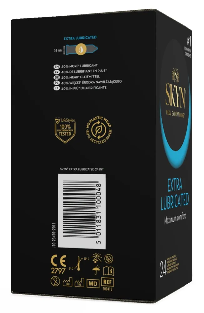 SKYN Kondome „Extra Lubricated“, latexfrei, Transparent, – Produktbild 1 von 4