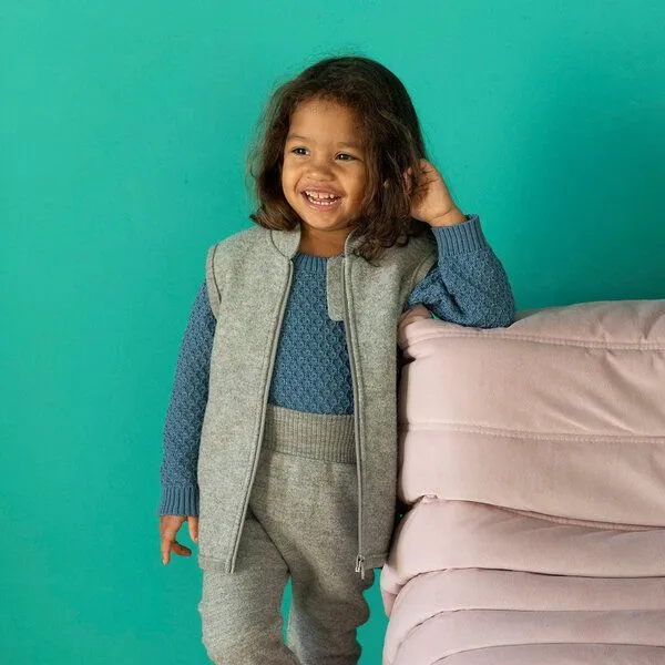 Disana Disana Kinder Zipper-Weste kbT Schurwolle, Indigo, – Produktbild 2 von 4